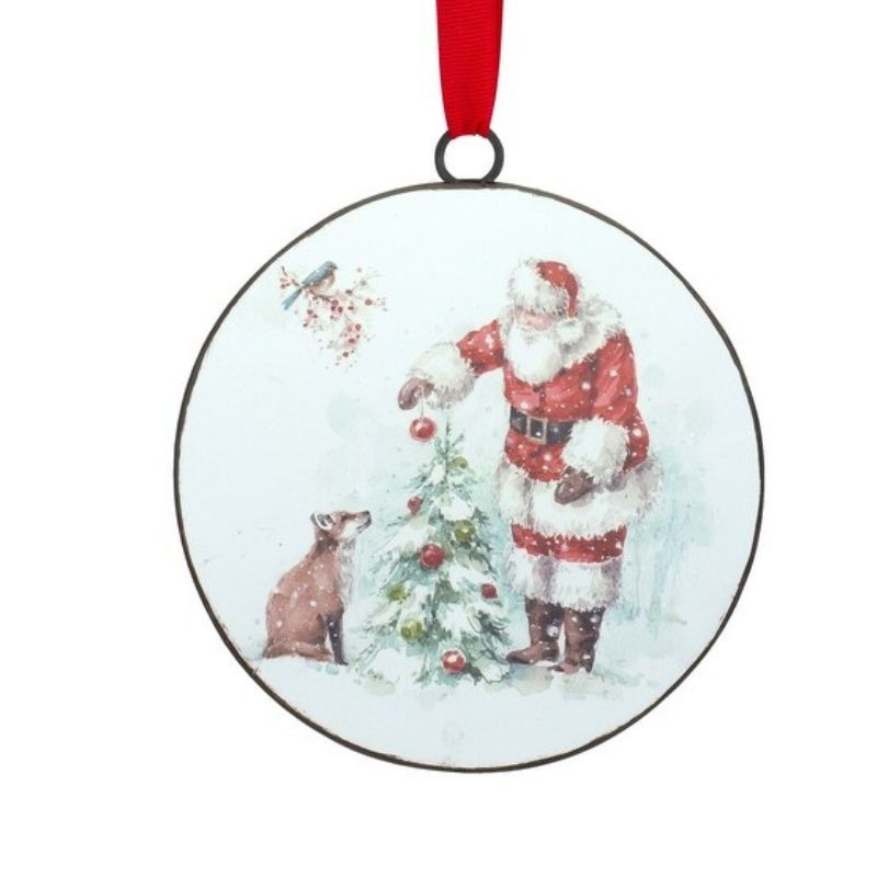 Santa w/Fox Disc Ornament